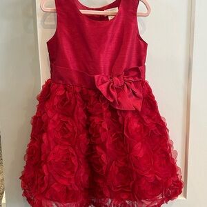 Red Rosette Bow Formal Girls' Dress